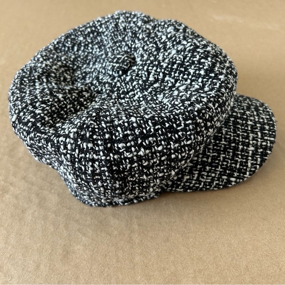 Women’s Newsboy Cap Hat Black and White Tweed Beret One Size Flat Cap Gatsby Hat - Picture 5 of 8